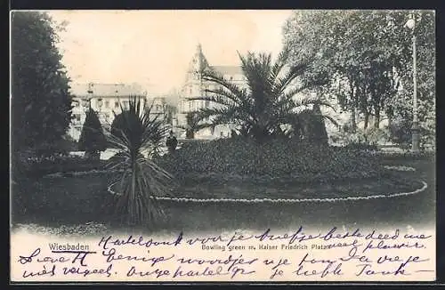 AK Wiesbaden, Bowling green mit Kaiser Friedrich-Platz