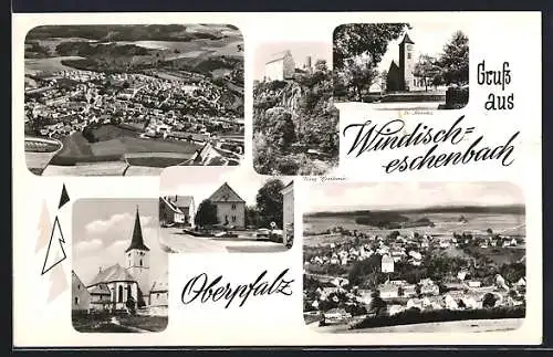 AK Windisch-Eschenbach /Oberpfalz, Burg Neuhaus, Evangelische Kirche, Strassenpartie