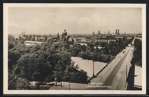 AK München, Teilansicht mit Strassenpartie vom Maximilianeum aus