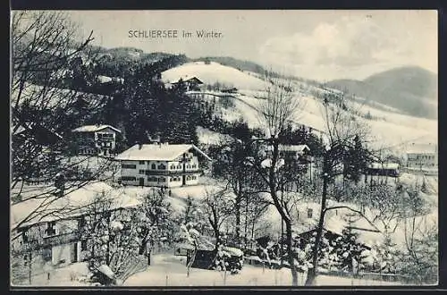 AK Schliersee, Teilansicht im Winter