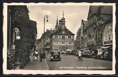 AK Bad Kissingen, Marktplatz mit Drogerie und altem Rathaus