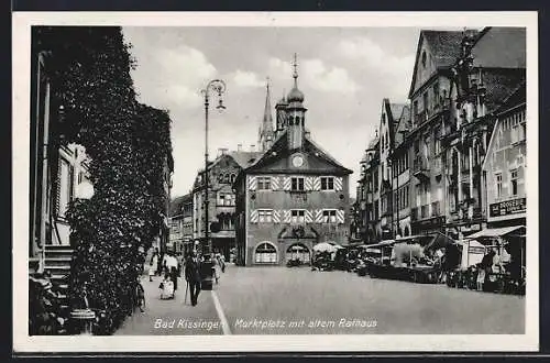 AK Bad Kissingen, Marktplatz mit altem Rathaus