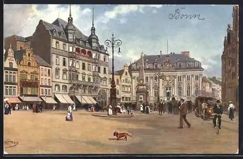 AK Bonn, Marktplatz mit Rathaus