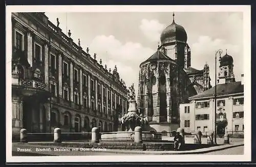 AK Passau, Bischöfliche Residenz mit Dom Ostseite