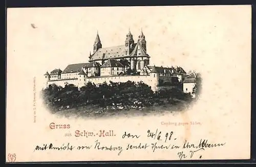 AK Schw.-Hall, Comburg gegen Süden