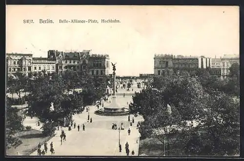 AK Berlin-Kreuzberg, Belle-Alliance-Platz und Hochbahn aus der Vogelschau