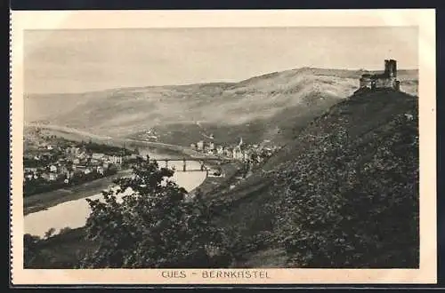 AK Cues-Bernkastel, Panorama mit Burg