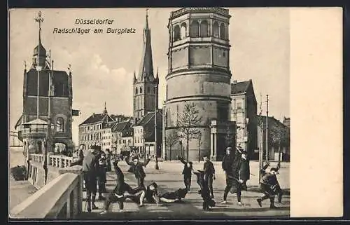 AK Düsseldorf, Radschläger am Burgplatz