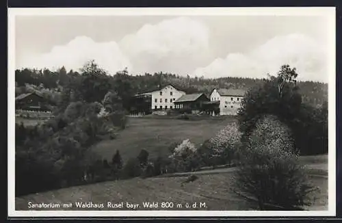 AK Rusel /Bayr. Wald, Sanatorium mit Waldhaus Rusel