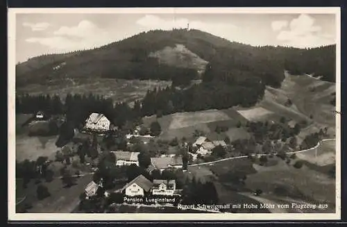 AK Schweigmatt /Bad. Schwarzwald, Pension Lueginsland und Hohe Möhr, Fliegeraufnahme