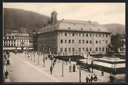 AK Heidelberg, Die Universität mit Denkmal Kaiser Wilhelms I.