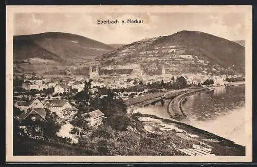 AK Eberbach a. Neckar, Panorama mit Kirche