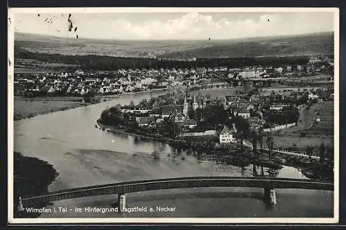 AK Wimpfen i. Tal, Teilansicht, Im Hintergrund Jagstfeld a. Neckar