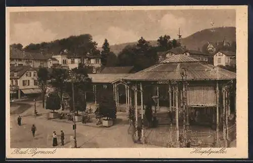 AK Bad Pyrmont, Hauptquelle aus der Vogelschau