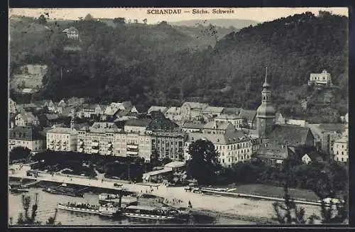 AK Schandau /Sa., Teilansicht vom Wasser aus