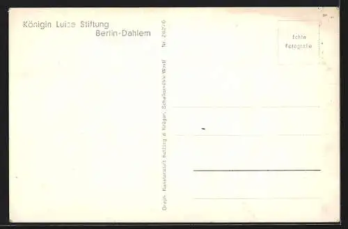 AK Berlin-Dahlem, Königin Luise-Stiftung, Haupteingang