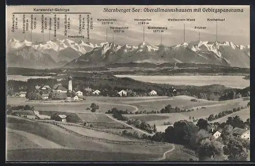 AK Oberallmannshausen / Starnberger See, Totale mit Gebirgspanorama