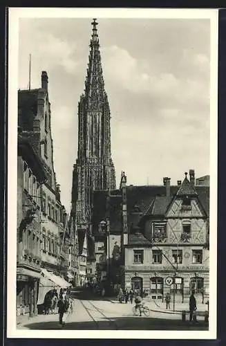 AK Ulm, Blick in die Hirschstrasse mit Münster