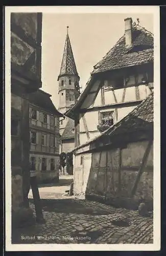 AK Windsheim, Gasse mit Fachwerkhäuser an der Marien-Kapelle