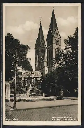 AK Osnabrück, Haarmann-Brunnen und Herz-Jesu-Kirche