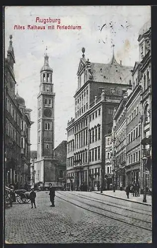 AK Augsburg, Altes Rathaus mit Perlachturm