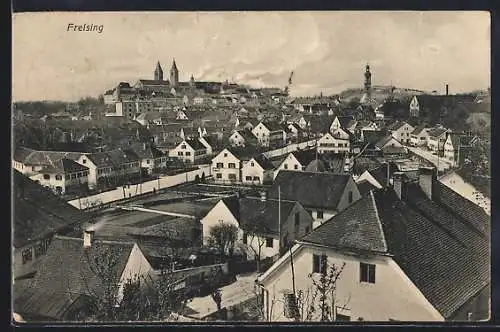 AK Freising, Teilansicht mit Strassenpartie