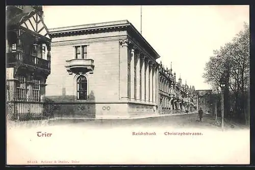 AK Trier, Christophstrasse mit Reichsbank