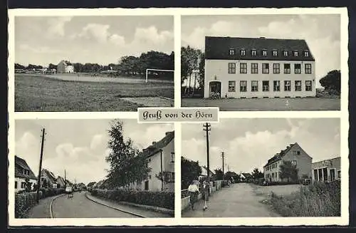 AK Aachen, Strassenpartien am Kaufhaus, der Fussballplatz und das Kaufhaus