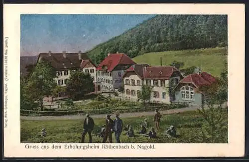 AK Röthenbach b. Nagold, Erholungsheim mit Feldweg