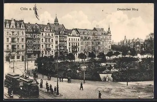 AK Köln-Neustadt, Deutscher Ring mit Strassenbahn