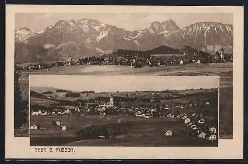 AK Seeg b. Füssen, Ortsansicht mit Bergpanorama