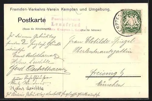 Künstler-AK Kempten / Allgäu, Total von Norden betrachtet
