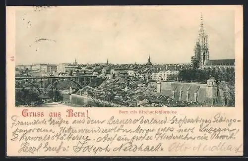 AK Bern, Ortsansicht mit Kirchenfeldbrücke
