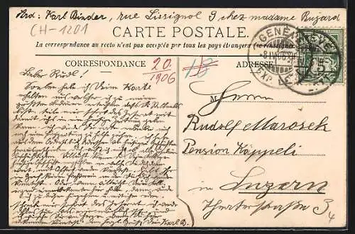 AK Genève, Débarcadère, Pont du Mont-Blanc et Jardin Anglais