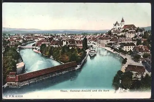 AK Thun, Totalansicht und die Aare