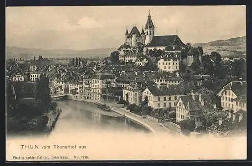 AK Thun, Ortsansicht mit dem Schloss vom Thunerhof aus