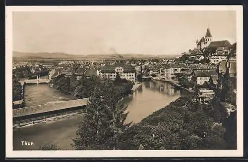 AK Thun, Ortsansicht mit der Aareschleusenbrücke