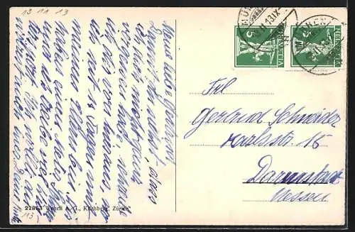 AK Mürren, Ortspartie im Winter mit Ebne Fluh