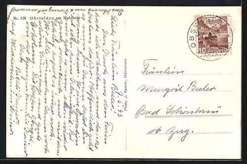 AK Obstalden am Walensee, Teilansicht mit Strassenpartie