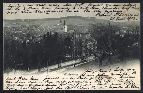 AK Winterthur, Teilansicht mit Kirche