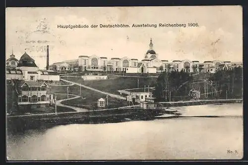 AK Reichenberg, Deutschböhmische Ausstellung 1906, Blick zum Hauptgebäude