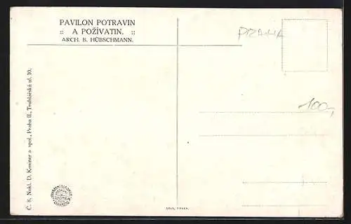 Künstler-AK Praha, Jubilejni Vystava v Praze 1908, Pavilon Potravin