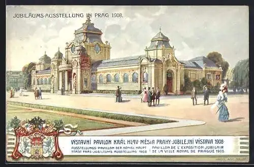 Künstler-AK Prag, Jubiläums-Ausstellung 1908, Ausstellungs-Pavillon der königl. Hauptstadt