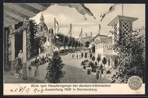 AK Reichenberg, Deutsch-Böhmische Ausstellung 1906, Blick vom Haupteingang