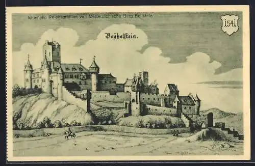 Künstler-AK Beilstein a. d. Mosel, Ehemalig Reichsgräflich von Metternich`sche Burg Beilstein