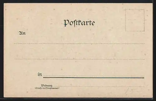 Mondschein-Lithographie Stuttgart, Schlossplatz mit Denkmal