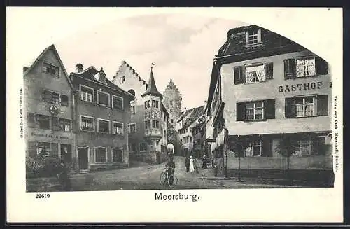 AK Meersburg, Strassenpartie am Gasthaus