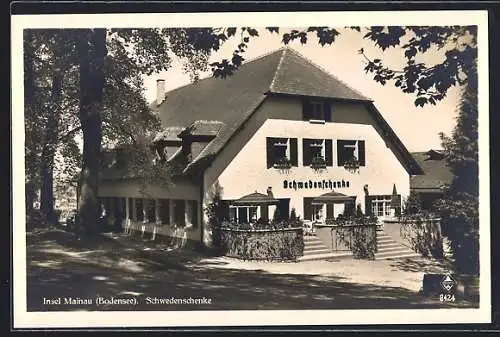 AK Insel Mainau /Bodensee, Gasthaus Schwedenschenke, Strassenansicht