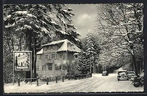 AK Sandplacken i. Ts., Restaurant-Pension Tannenheim im Schnee