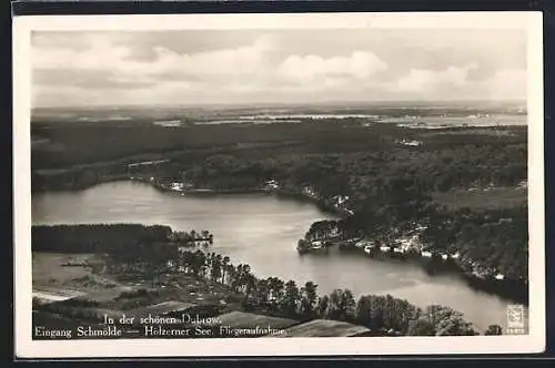 AK Schmölde /Dubrow, Hölzerner See, Fliegeraufnahme